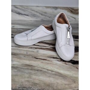 Frye Ivy Front Zip White Leather Platform Sneakers 7M 3471320-WHT